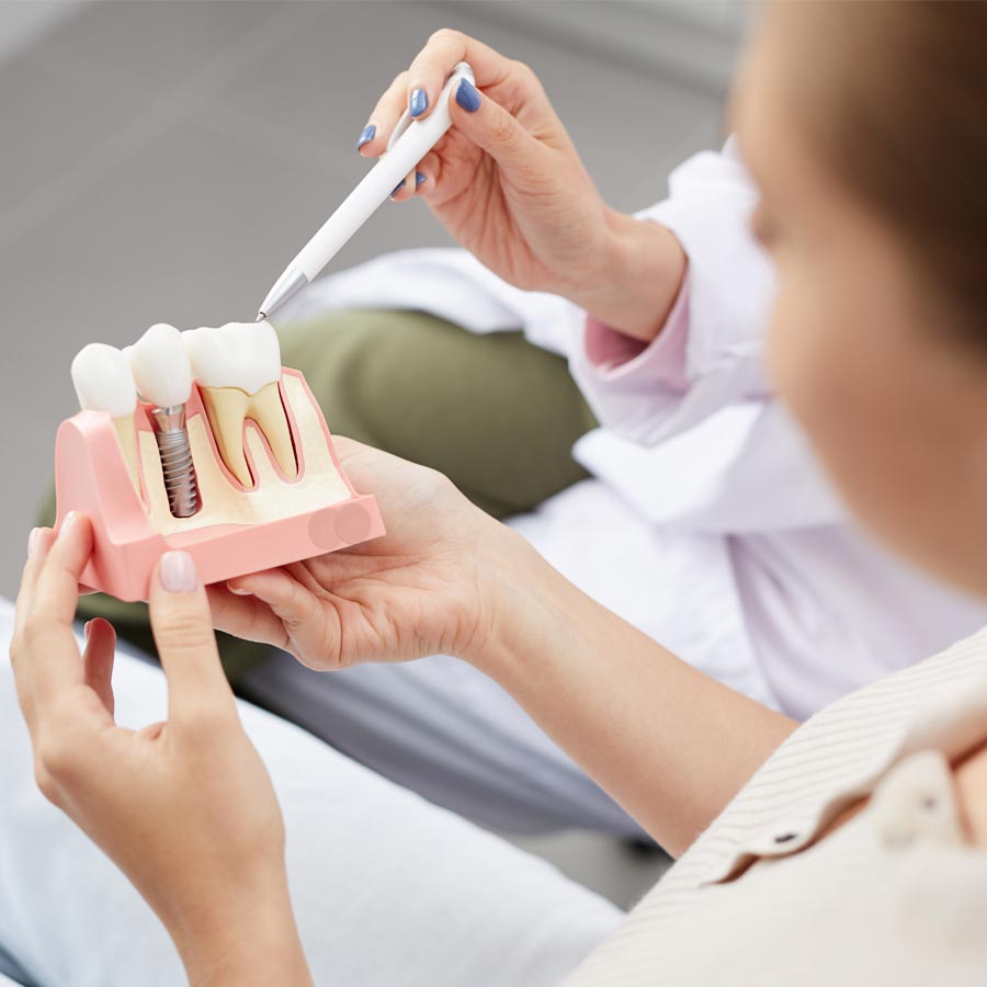 Dental model with implant demonstration