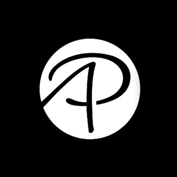 Black and white circular A design